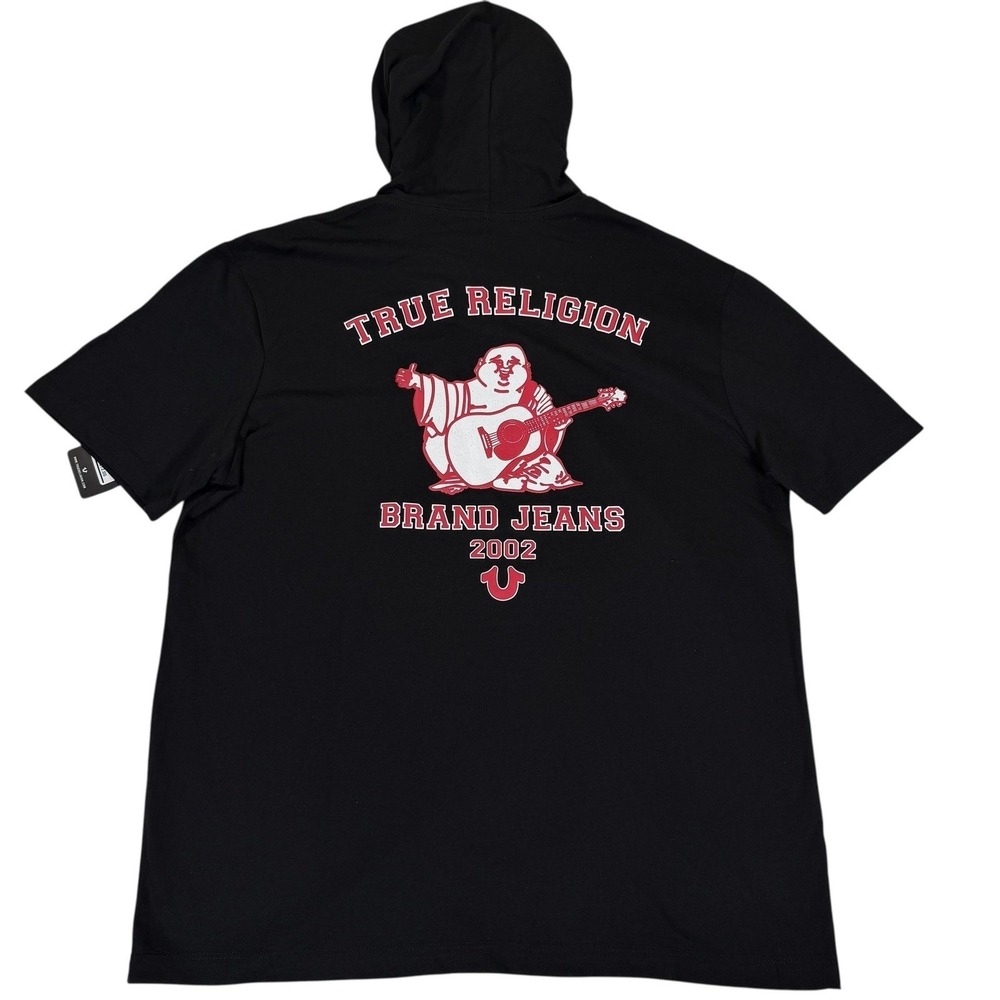 True Religion‎ Buddha Logo T Shirt Mens Medium Black Hoodie Tee NWT
